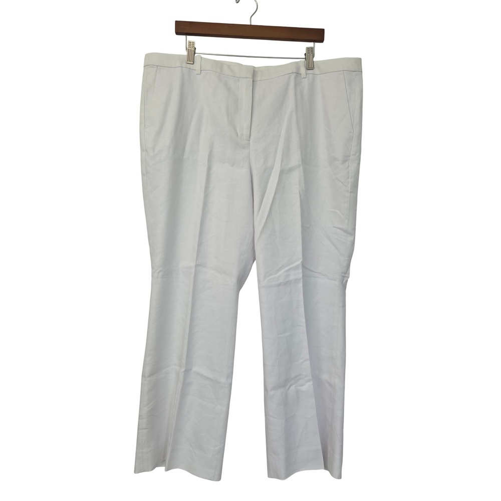 J. Crew Kaya Pants Stretch Linen Blend Trousers Women 18 White NWT $138 CI425